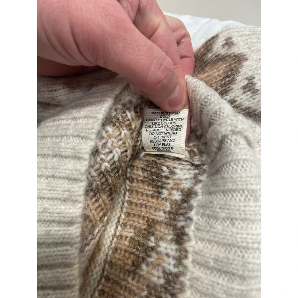 Jessica Simpson Snowflake Fair‎ Isle Knit Sweater Cozy Winter Cream Brown XS NWT